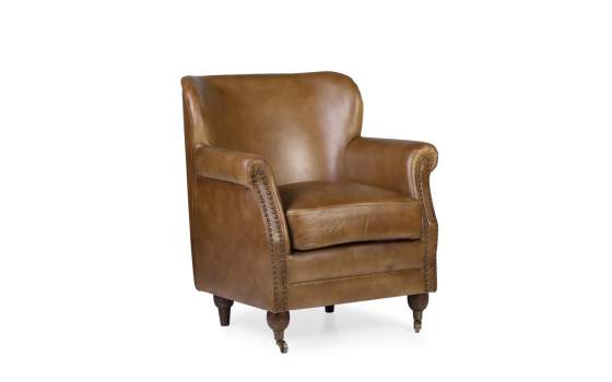 Butaca Salon Piel Marron Estilo Retro Vintage Serie Ayrer