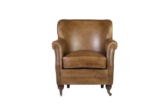 Butaca Salon Piel Marron Estilo Retro Vintage Serie Ayrer