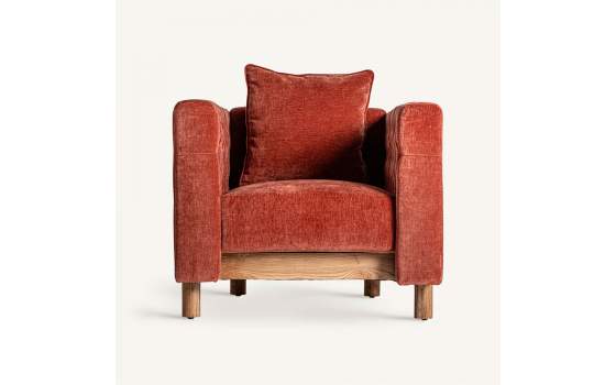 Butaca Sillon Estilo Contemporaneo Tapizado Burdeos Carlton