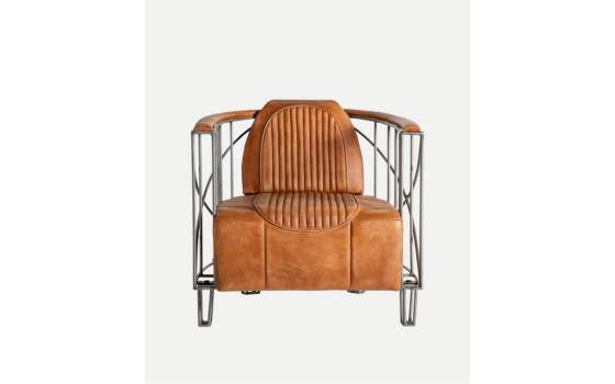 Butaca Sillon Estilo Industrial Piel y Acero  Serie Achaize