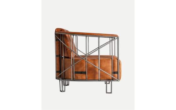 Butaca Sillon Estilo Industrial Piel y Acero  Serie Achaize