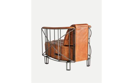 Butaca Sillon Estilo Industrial Piel y Acero  Serie Achaize
