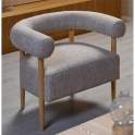 Butaca Sillon Madera y Tapizado Beige Serie Mere