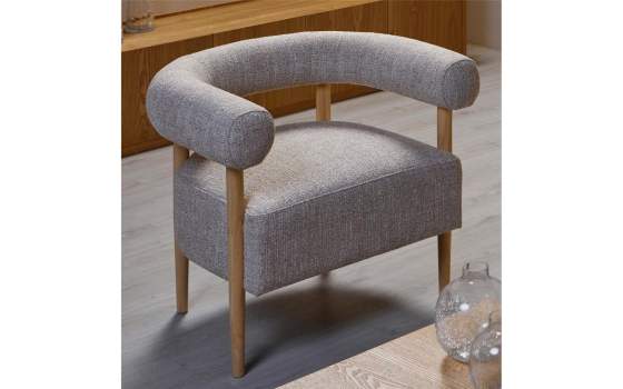 Butaca Sillon Madera y Tapizado Beige Serie Mere