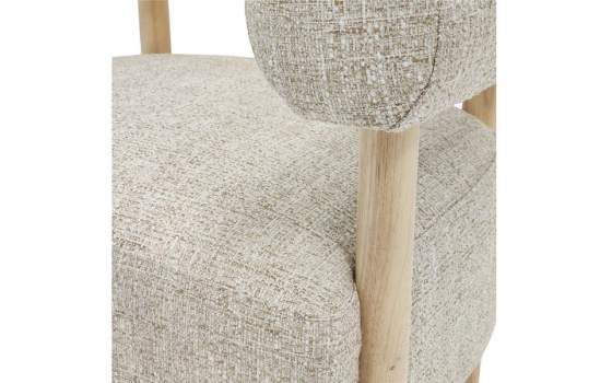Butaca Sillon Madera y Tapizado Beige Serie Mere