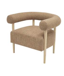 Butaca Sillon Madera y Tapizado Caramelo Serie Mere