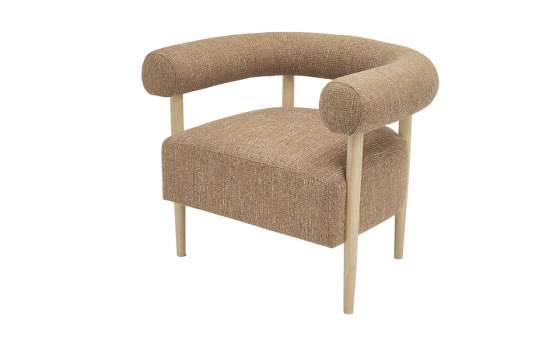 Butaca Sillon Madera y Tapizado Caramelo Serie Mere