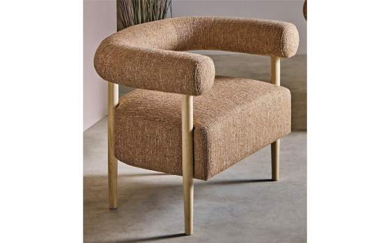 Butaca Sillon Madera y Tapizado Caramelo Serie Mere