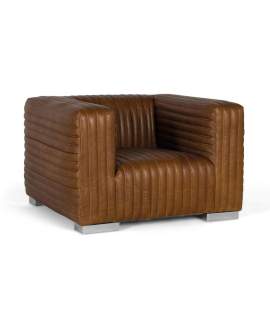 Butaca Sillon Piel Marron Moderno Serie Aikema