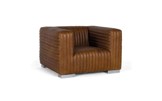 Butaca Sillon Piel Marron Moderno Serie Aikema