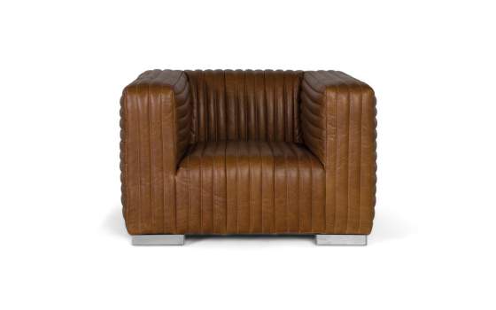 Butaca Sillon Piel Marron Moderno Serie Aikema
