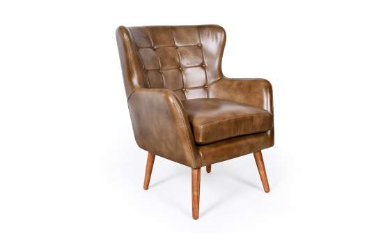 Butaca Sillon Tapizado Piel Vintage Capitone - Serie Bristol