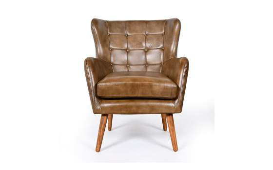 Butaca Sillon Tapizado Piel Vintage Capitone - Serie Bristol