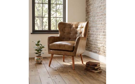 Butaca Sillon Tapizado Piel Vintage Capitone - Serie Bristol