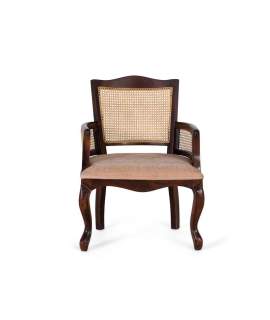 Butaca Sillon Vintage Acacia Nogal Tapizado y Rejilla Allamin