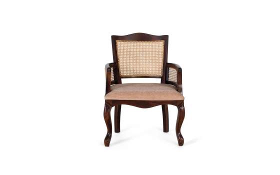 Butaca Sillon Vintage Acacia Nogal Tapizado y Rejilla Allamin
