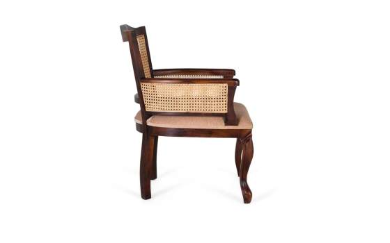 Butaca Sillon Vintage Acacia Nogal Tapizado y Rejilla Allamin