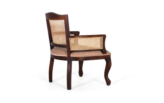 Butaca Sillon Vintage Acacia Nogal Tapizado y Rejilla Allamin