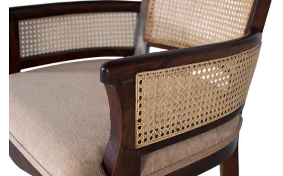 Butaca Sillon Vintage Acacia Nogal Tapizado y Rejilla Allamin