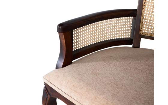 Butaca Sillon Vintage Acacia Nogal Tapizado y Rejilla Allamin