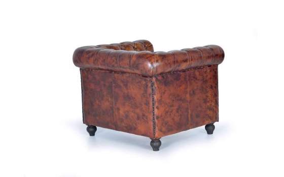 Butaca Sofa Chester Tapizada Cuero Marron Viejo Serie Alinas