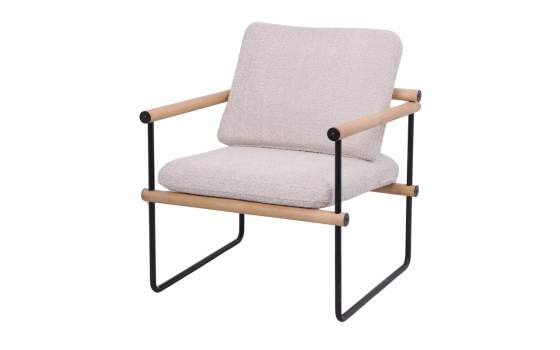 Butaca Tapizada Rizo Suave Beige Patas Metal Serie Baysan