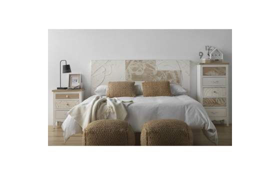 Cabecero Cama de 135  Blanco Decape Tallado Serie Decomas