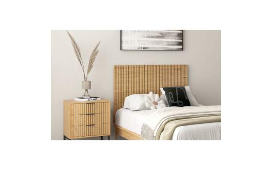 Cabecero Cama Juvenil Madera Natural Acanalada Serie Anube