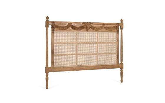 Cabecero Clasico Tallado Cama 150 Madera Teca y Rattan Amoest