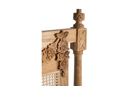 Cabecero Clasico Tallado Cama 150 Madera Teca y Rattan Amoest