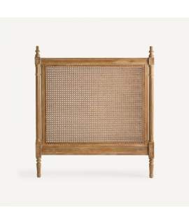Cabecero Conteporaneo Madera Mango Rejilla Rattan Serie Anargis