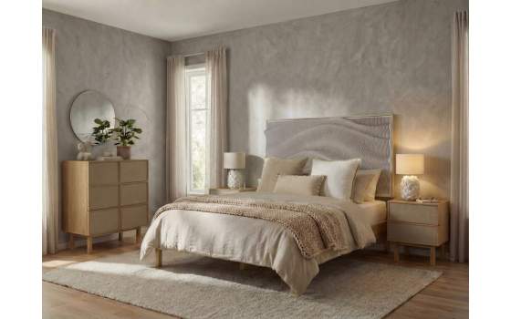 Cabecero Cuadro Madera Formato Ondas con Relieve Sinclair