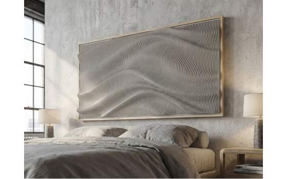 Cabecero Cuadro Madera Formato Ondas con Relieve Sinclair