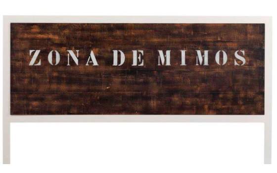 Cabecero de Forja con Tablero de Madera Central Texto Abtat