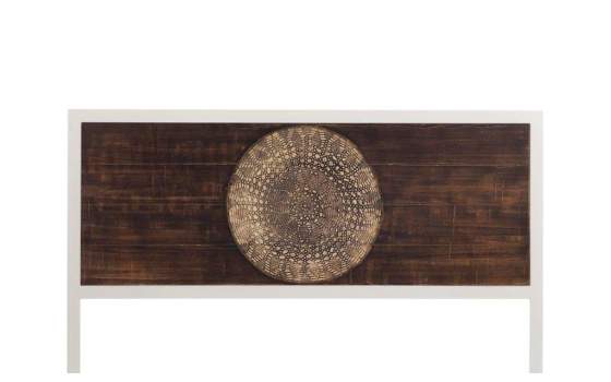 Cabecero de Forja con Tablero de Madera Decorado Mandala Abtat Cabecero de Forja con Tablero de Madera Decorado Mandala Abtat
