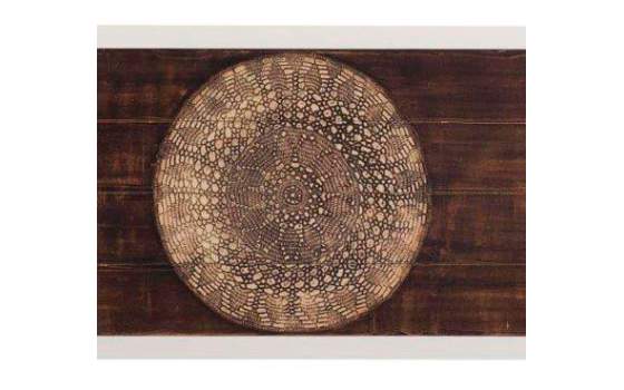 Cabecero de Forja con Tablero de Madera Decorado Mandala Abtat Cabecero de Forja con Tablero de Madera Decorado Mandala Abtat