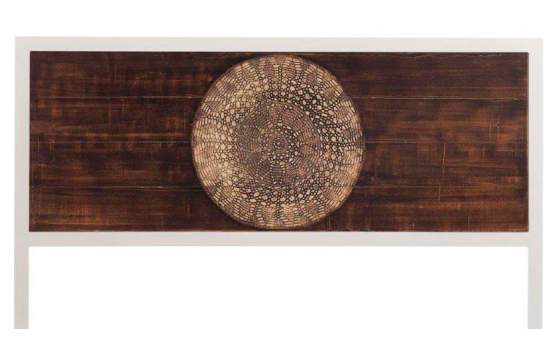 Cabecero de Forja con Tablero de Madera Decorado Mandala Abtat Cabecero de Forja con Tablero de Madera Decorado Mandala Abtat