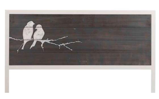 Cabecero de Forja con Tablero de Madera Pajaros Serie Abtat