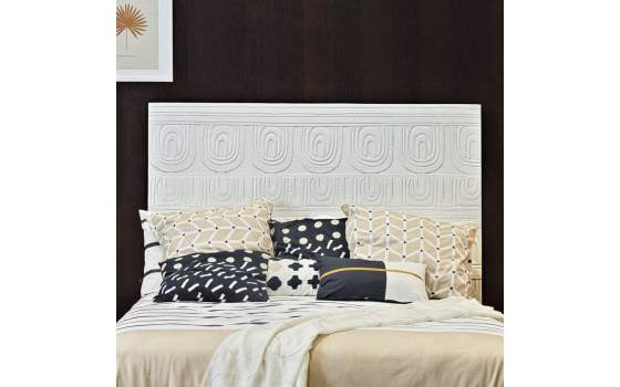 Cabecero Etnico Oriental Tallado Blanco Cama 150 Arkaya
