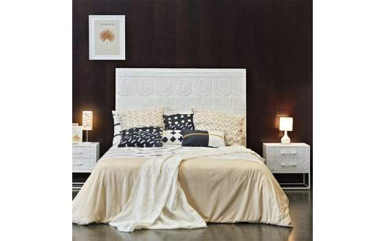 Cabecero Etnico Oriental Tallado Blanco Cama 150 Arkaya