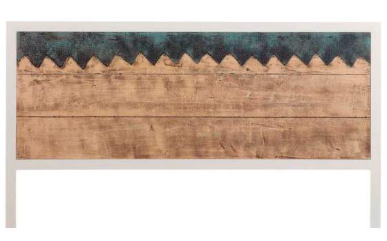 Cabecero Forja con Tablero de Madera Decorado Picos Serie Abtat