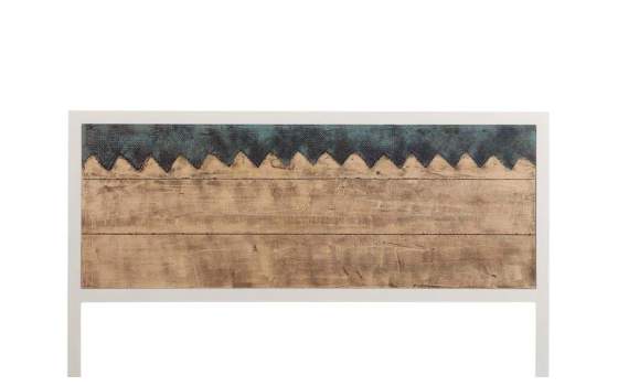 Cabecero Forja con Tablero de Madera Decorado Picos Serie Abtat