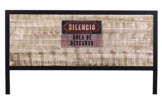 Cabecero Forja Tablero Central Madera Blanco Decape Serie Abtat