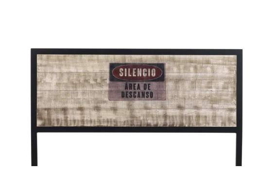 Cabecero Forja Tablero Central Madera Blanco Decape Serie Abtat