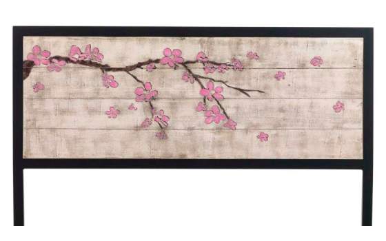 Cabecero Forja Tablero Central Madera Decorado Rama Flor Abtat