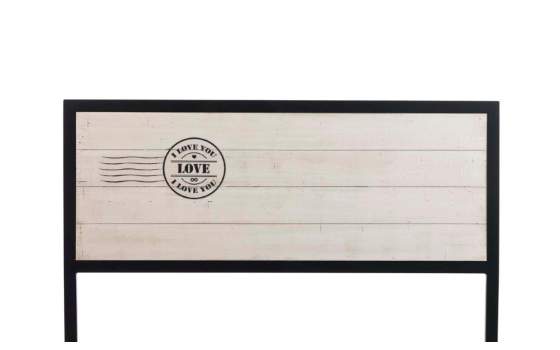 Cabecero Forja Tablero Central Madera Diseño Love Abtat