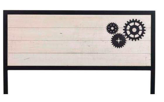 Cabecero Forja Tablero de Madera Diseño Engranaje Abtat