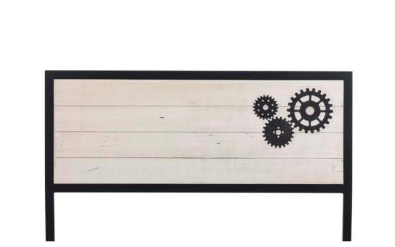 Cabecero Forja Tablero de Madera Diseño Engranaje Abtat