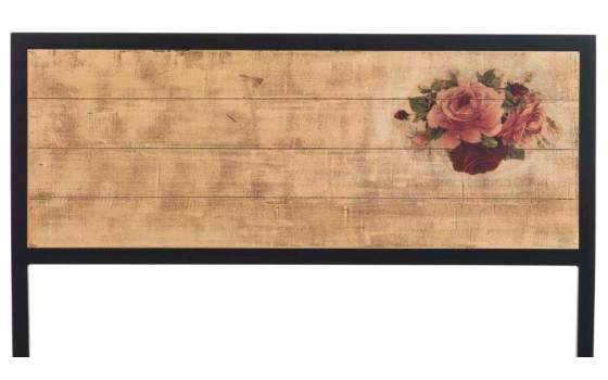 Cabecero Forja Tablero Madera Decorado Flor de Rosa Serie Abtat