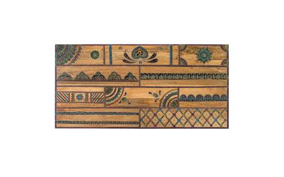 Cabecero Madera Mango Detalles Pintados a Mano Alpuin